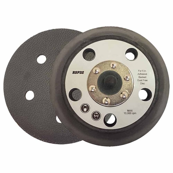 Superior Pads And Abrasives 5" Dia - 5/16"-24 UNF Threaded Shaft PSA/Adhesive Back Sander Pad 5 Vacuum Holes RSP32 - main